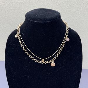 Gold Tone Layered Charm Necklace Hexagon Eye 20 In Womens Celestial Jewelry
